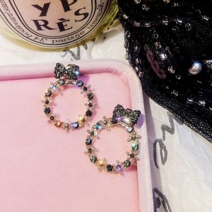 Bông Tai Cành TRúc Đính Ngọc - Bông Tai Nơ Mix vòng đính đá