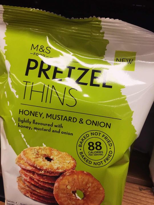 M&S Honey Mustard and Onions Pretzel Thins 80g x1 Marks and Spencer