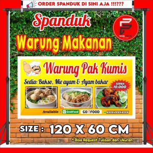Spanduk Warung Makanan / Banner Warung Jajanan / Spanduk Warung / Spanduk Kustom / Spanduk Ukuran 120 x 60 cm