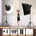 ไฟต่อเนื่อง led ไฟไลฟ์สด ตัวเรือนเป็นโลหะ ไฟถ่ายรูป ไฟสตูดิโอ with Stand & Soft Photograph Lighting Kit. 