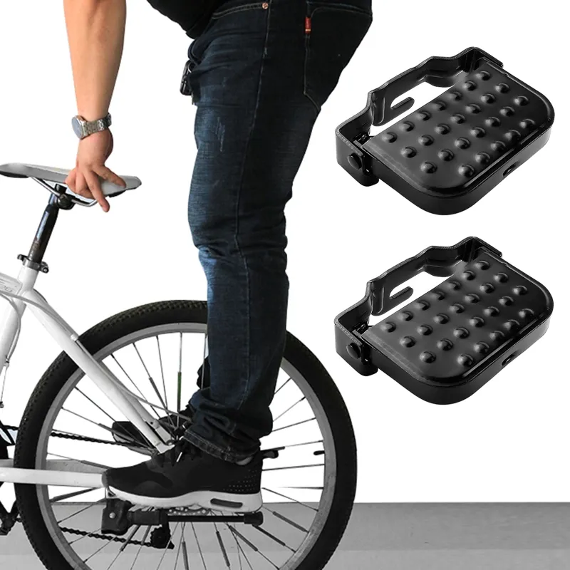 2Pcs Bike Rear Pedals, Steel Folding Bike Pegs, Non-slip Bicycle Footrests,  Foot Plates Pedals for Folding Mountain Bike