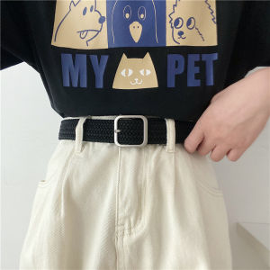 Womens Fashion Belt Casual Canvas Punch-Free Belt Versatile Plastic Buckle Belts Tali Pinggang Perempuan