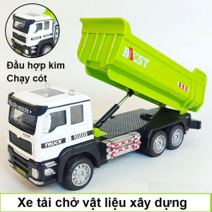 Đồ chơi xe tải chở vật liệu xây dựng bằng hợp kim chạy cót nâng được ben kích thước lớn