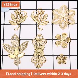 【Local shipping】 50Pcs Vintage Metal Leaf Filigree Flower Slice Charms DIY Craft Jewelry Making