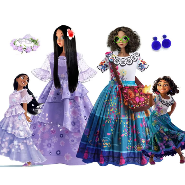 Disney Encanto Costume for Girls Cosplay Fancy Mirabel Isabella Princess  Dress Halloween Carnival Kids Birthday Gift Party Dress | Lazada PH