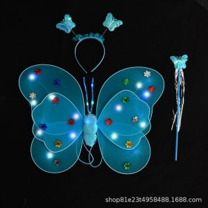 Glowing Butterfly Wings Set Princess Kids Set Halloween Costume Birthday Party Girls Gift