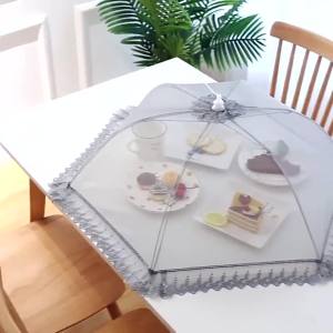 Foldable Mesh Cover with Handle Drawstring Food Cover Reusable Mesh Food Tent