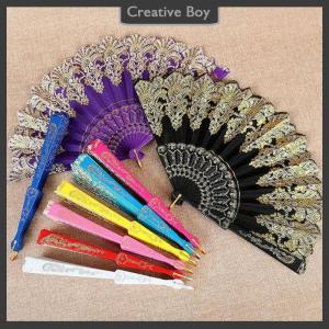 [Creative] Vintage Lace Folding Fan Dance Hand Held Fans Chinese Dance Fan Photo Props Wedding Party Decoration Ornament Craft Gift