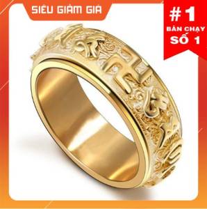 [HCM]Nhẫn Nam Titan Chữ Vạn OM MANI PADME HUM Vĩnh Viễn Không Đen ---- GIÁ HỦY DIỆT
