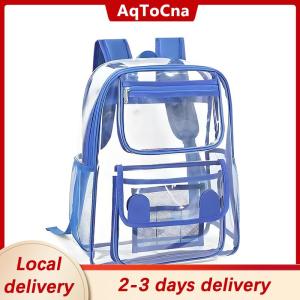 [COD] AqToCna Ship within 24 hours Transparent Backpack Transparent Storage Bag Students Bookbag Pocket Storage Bag Clear Beach Bag Work School
