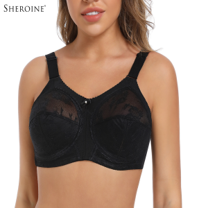 Sheroine Minimizer Plus Size Lace Bras Wirefree Full Figure Ultrathin Unpadded Large Breasts Bra2026