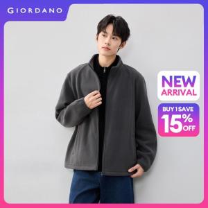 Giordano Beau Monde Men Polar fleece seam detail stand collar jacket Free Shipping 13076663