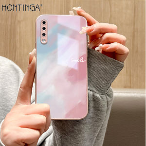 Hontinga Tempered Glass Casing Cases For Samsung Galaxy A50 A50S A51 A52 A52S A53 A54 A70 A70S A71 A72 A73 5G 4G M02 M11 M12 M22 Case Colored Watercolor Picture Phone Case  Back Cover Casing Hard Case