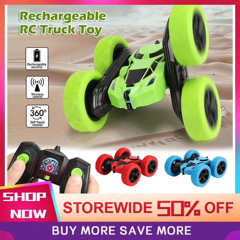 Wireless Toy Car Rollover Stunt Car 360 Degree Dump Truck Remote Control Car Off Road Car Rechargeable Racing Child Toy Boy Car