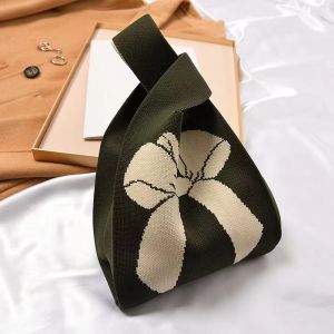 Tas wanita rajut motif bunga korean style Knit knot bag import kekinian