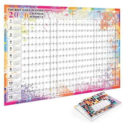 2026 Wall Calendar Large Size Monthly Grid Blocks Easy To Read Premium Paper Home Office School Planner Organizer