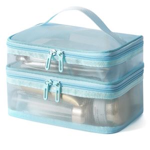 NOBLELYN Lưới Trong Suốt Túi trang điểm Nylon Hai Lớp Túi đựng đồ trang điểm Quà Tặng Sức chứa lớn Túi đựng đồ Phụ nữ