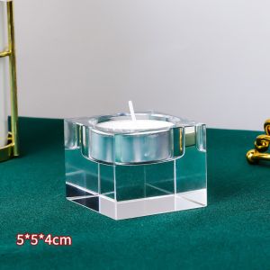 WENSH Modern Crystal Candle Holders Glass Artistic Nordic Candlestick Ornaments Creative Transparent Tealight Candlestick Candlelight Dinner