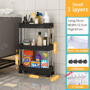 CD Bath Rack Organizer with Wheels 5/4/3 Layer Crevice Corner Rack Bathroom Shelf Toiletries Organizer