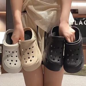[Free Shipping] WomenS Summer Platform Sandals For Outdoor Wear Height-Increasing Beach High-Heeled New Style Perforated Shoes WomenS Anti-Slip Shoes