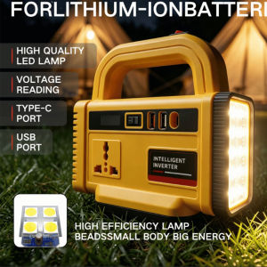 👍【Strong version】👍Universal Plug 6-in-1 Portable Power Inverter 150W DC to AC 220V LED Flashlight