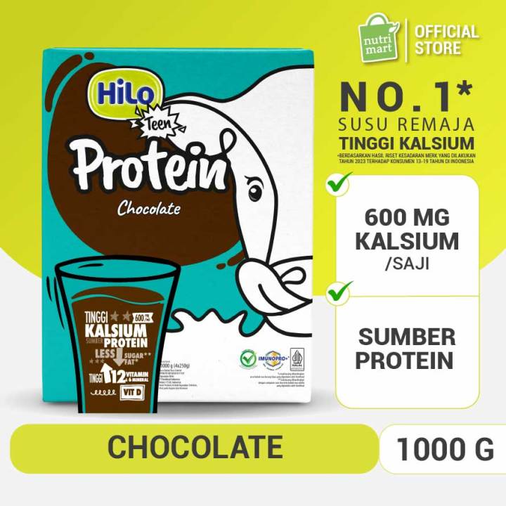HiLo Teen Chocolate 1000g -  No 1 Susu Remaja Tumbuh Tinggi Kalsium Protein Lebih Rendah Gula