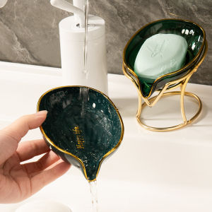 Nordic Soap Holder with Metal Base Soap Dish Box Sink Bath Shower Plate Drain Water Bathroom Washbasin Rack