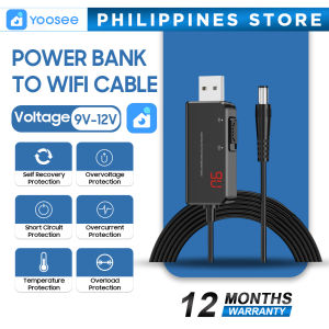 YOOSEE Powerbank To Wifi Router Modem USB Booster 2.1 5.5mm 9V to 12V Step Up forHome WiFi Devices