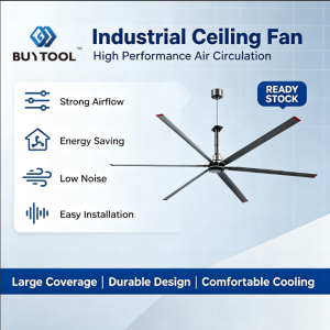 BUYTOOL Industrial Ceiling Fan HVSL High Performance Air Circulation - Strong Airflow - Energy Saving - Low Noise - Easy Installation - Large Coverage - Durable Design - Comfortable Cooling