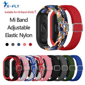 สร้อยข้อมือสำหรับ Mi วง6 7สายยืดหยุ่นปรับไนล่อนถัก Miband 4 Miband 5 C Correa สายรัดข้อมือสำหรับ Xiaomi Mi วง4 3 5 6 7สาย