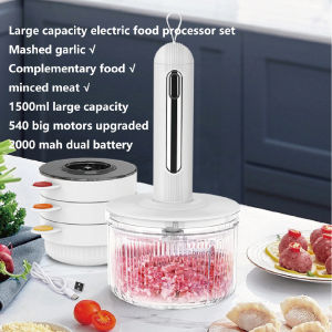 【Ready stock】New Wireless Electric Meat Grinder 1.8L Capacity Type-C Charging Multi-role Adjustment Free 4+2-Blade Knife Portable Food Chopper High-end Safe Baby Food Processor Food Grinder mincer Vegetable Cutter Camping Kitchen