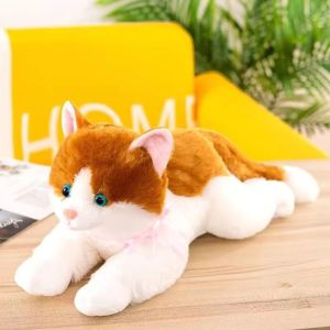 OURTOUR 30CM Simulation Cat Plush Toys Realistic Soft Fluffy Meowing Cat Plush Doll Cute Voiced Cat Doll Kid Birthday Gift
