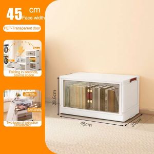 Foldable Plastic Storage Cabinet with Wheels Heavy-Duty Dustproof Double Door Durabox Organizer