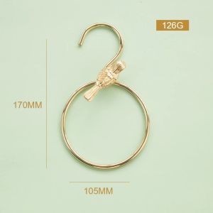 FFBH Retro Brass Hanger Hook Multi-functional Storage Hanger Belt Scarf Tie Rack Gold Towel Ring  Brass Towel Hanger for Bathroom B8T9H