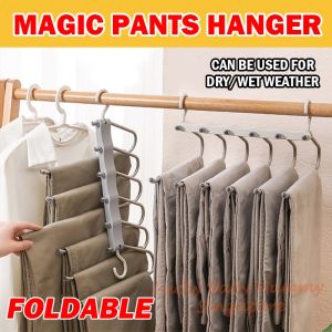Magic Multi-Layer Pants Hanger Hanging Pants Scarf Jeans Trousers Multifunctional Folding Storage Rack / SG Stock