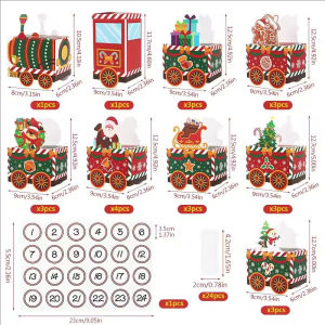 YESPERY 24Pcs/set Christmas Train Candy Box Creative Design Santa Claus Xmas Tree Reindeer Train Christmas Gift Packaging Box Kids Favor