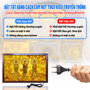 Đèn Hào Quang Trúc Chỉ In Ngang Tây Phương Tam Thánh Trang Trí Bàn Thờ Treo Tường TC-TN-85