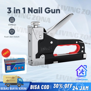 3 In 1 Stapler Gun Staples Tembak Gun Tacker Powerfull Pistol Stapler Gratis 600 Staples