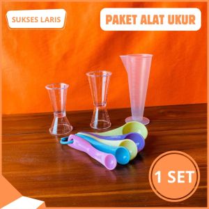 PAKET ALAT UKUR 1 SET | PAKET ALAT TAKAR 1 SET | GELAS TAKAR SENDOK TAKAR | JIGGER AKRILIK 10 ML 20 ML 40 ML GELAS TAKAR 100 ML | SENDOK TAKAR 1 SET