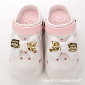 2Pcs Crocs Jibbitz Charms 3D Teddy Bear Bow Giày Hoa khóa giày Trang Trí Cho Crocs
