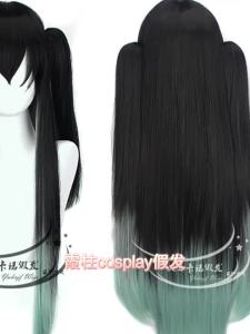 Lưỡi Diệt Ma   Tokiwa Muichiro   Cột mây   Đen phối màu chuyển sắc xanh lam xanh lục   Tóc hai bím  cos Tóc giả