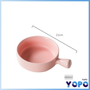 YoPo Ceramic Bowl with Handle Nordic Style Home Kitchen Soup Salad Bowl Noodle Bowl