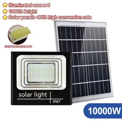 ESGLOVES Solar Light 100000W Outdoor LED Flood Light IP67 Waterproof Street Lamp With Remote Control