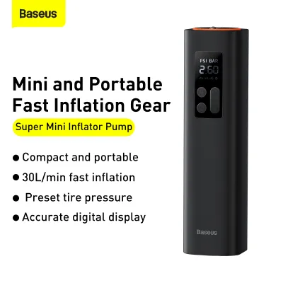 Baseus Car Inflator Portable Air Compressor Pump for Electric Motorcycle Bicycle Car Tyre Inflator Digital Display Compressors Dual Cylinder Wireless