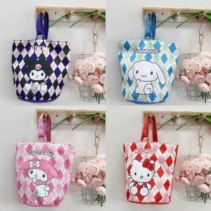 Kawaii Hello Kitty Kuromi Cinnamoroll Lunch Bag Anime Sanrio Canvas Handbags Water Cup Bag Cute Small Storagebag Cartoon Portable Bentobag Gift