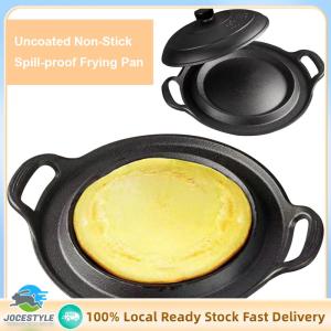 Jocestyle 11 Inch Iron Skillet with Dual Assist Handles Chefs Pan with Lid Fry Pan