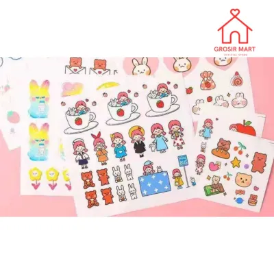 Stiker Aesthetic DIY Buku Diary / Stiker Tumblr / Sticker Deco / Stiker Hp Laptop 1 box isi 100 lembar (Grosir Mart Official Store)