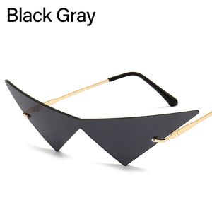 OUREAL Vintage Hip Hop Ocean Lens Rimless Sun Glasses Women Triangle Sunglasses Sunglasses Eyewear