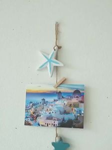 FFBH Mediterranean Style Hanging Photo Clip Star and Seashell Wooden Photo Collage Frame Decorative Ocean Themed Photo Storage Rack P9M4Y