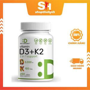 Deal Supplement Vitamin D3 + K2 5000IU (250 Viên) - Vitamin Tăng Sức Đề Kháng Hệ Miễn Dịch Săn Chắc Xương